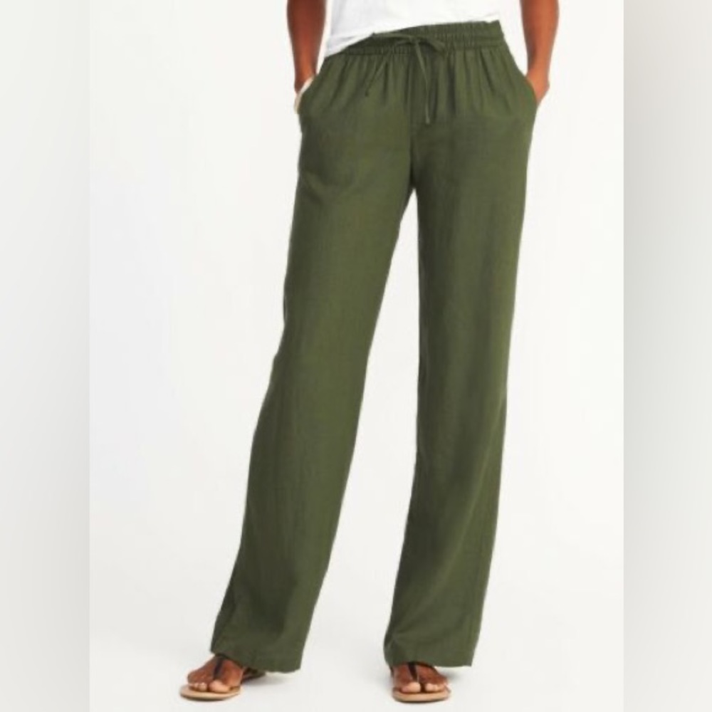 Old navy green linen pants | large